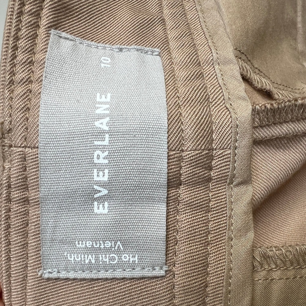 Everlane Womens The Way-High Drape Pant Khaki Tan Pleated Tapered Trousers 10 - Picture 6 of 9